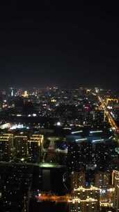 竖版航拍河南商丘城市大景夜景交通