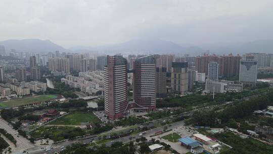 航拍乌云密布暴雨来临