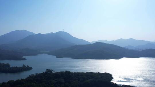 晴天山水风光深圳水库梧桐山电视塔C