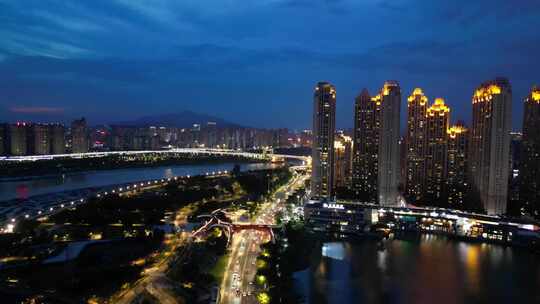 航拍福建泉州万达广场夜景