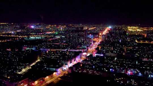 赤峰航拍摩尔城夜景松山区夜景