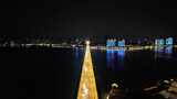 湖北襄阳襄樊长江大桥夜景交通航拍高清在线视频素材下载