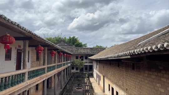 风景中国民俗古建筑客家围龙屋高位角楼横移