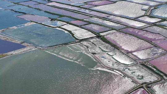 山西运城七彩盐湖航拍，自然风景旅行