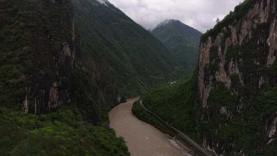 HDR云南丙察察公路那恰洛峡谷风光航拍