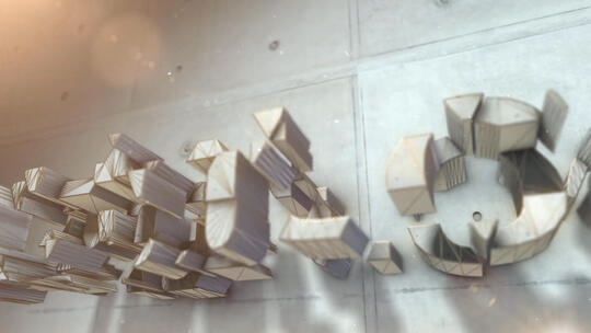 3D金属混凝土石块拼接组合标题LOGO片头