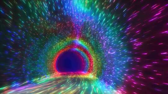 彩色粒子光线隧道背景素材
