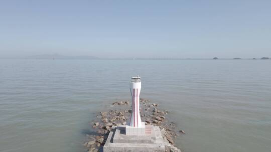 珠海海上灯塔4K航拍原素材2