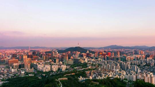 韩国首尔城市景观天际线首尔塔