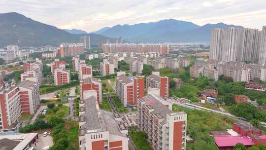 福州福建江夏学院大学城校区航拍校园风景风