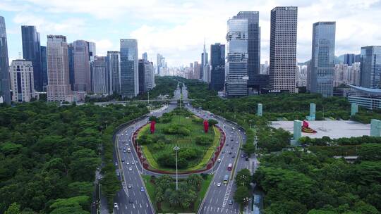 深圳航拍大景市民中心深南大道