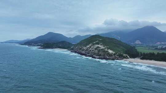 海岛礁石海浪航拍素材