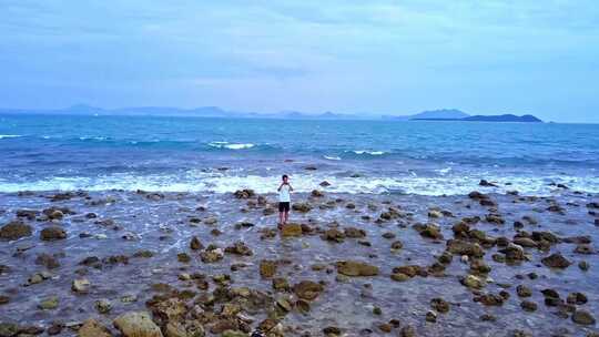 海南海岸海边海浪俯拍唯美大海美丽风景航拍