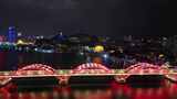 航拍广西柳州文惠桥夜景高清在线视频素材下载