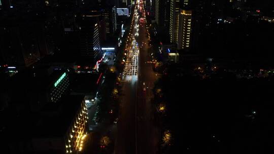 航拍湖南长沙城市夜幕降临夜景交通