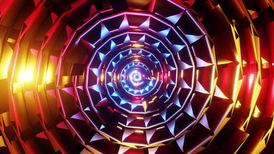 螺旋盘VJ循环，就像红色和黄色闪光3D渲