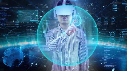 VR虚拟现实人工智能人机交互体验视频素材模板下载