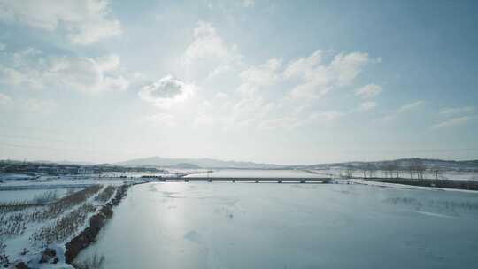 威海冬天雪景电视剧电影棚拍绿幕实拍素材8k