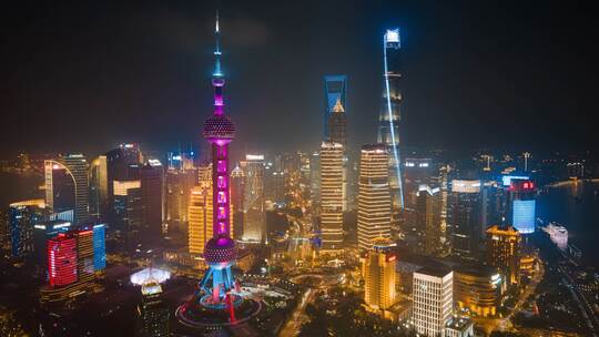 上海陆家嘴夜景 - 航拍移动延时