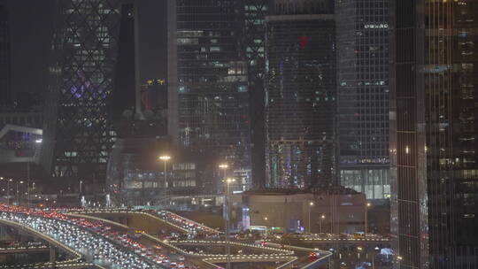 北京国贸夜景车流 夜景车流