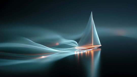 光影交织线条勾勒未来科技感帆船