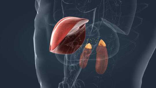 医学人体器官肾脏内分泌系统肾上腺三维动画