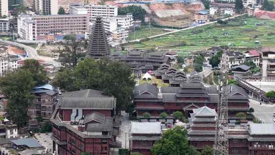 柳州三江侗族自治县博物馆侗天宫航拍