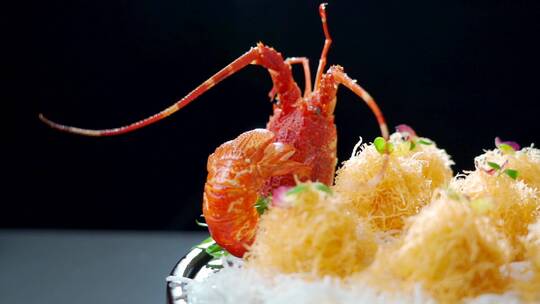升格实拍美食制作中餐一盘美味的龙虾丸子视频素材模板下载