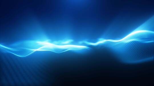 蓝色能量魔波高科技数字虹彩变形与光线线条