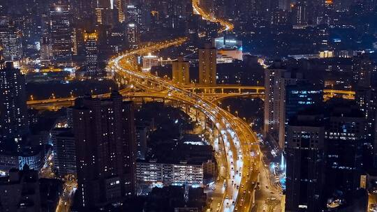 上海南北高架夜景航拍合集