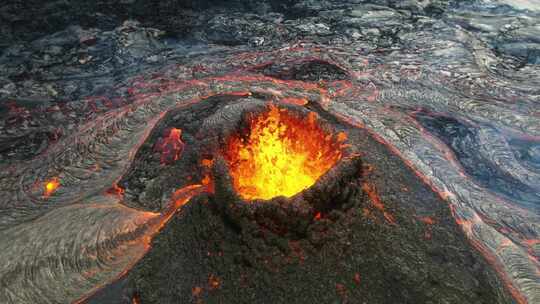 冰岛火山爆发航拍