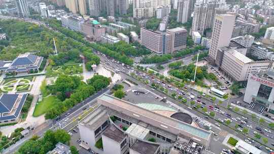 湖北武汉东湖城市风景风光航拍车流交通听涛