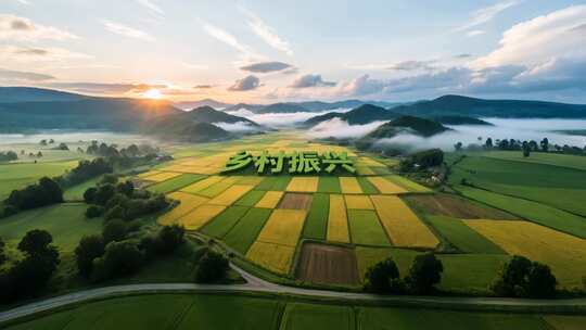 田野乡村振兴主题航拍景象