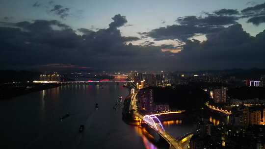 广西梧州城市夜景航拍