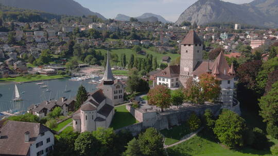 瑞士城市建筑风光航拍