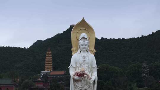 航拍宜阳灵山寺送子观音