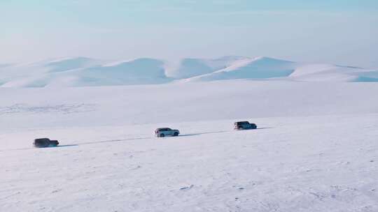 4K呼伦贝尔雪原车队行驶3