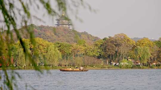 西湖旅游宣传素材游客游船