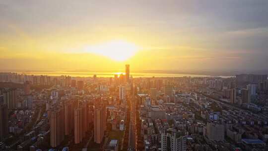 湖南岳阳城市风光航拍