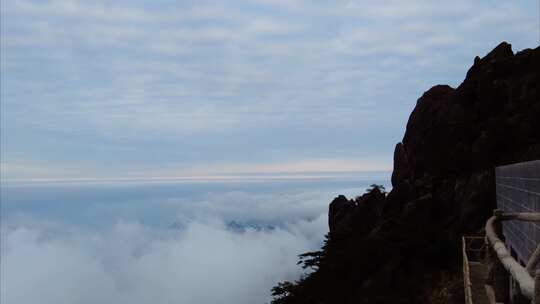 黄山风景区壮观山顶云海延时唯美风景视频素