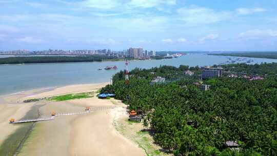 航拍海南省文昌市东郊椰林椰树风景