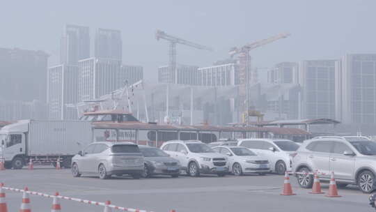 珠海九洲客运港停车场视频素材模板下载