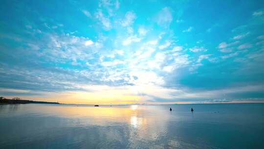 湖面 湖泊 阳澄湖 千岛湖  火烧云 夕阳西下