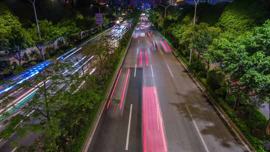 城市道路交通晚高峰 高速公路车流夜景延时视频素材模板下载