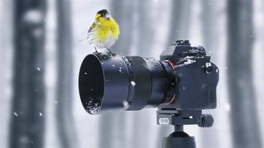 可爱的鸟儿-站在相机上-摄影-自然