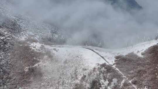 4K秦岭朱雀国家森林公园（冰晶顶）雪景航拍