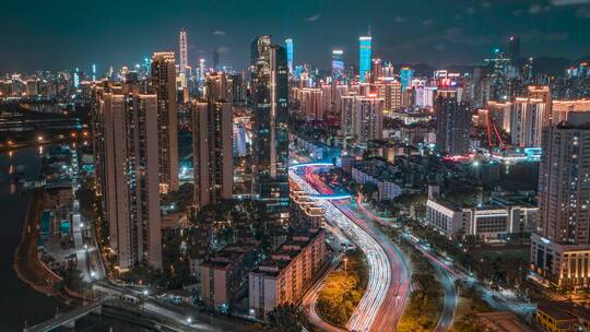 深圳_滨河大道_深圳CBD_夜景4K