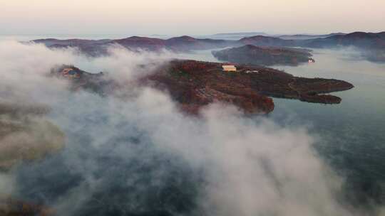 航拍山川云海湖泊日出自然风景