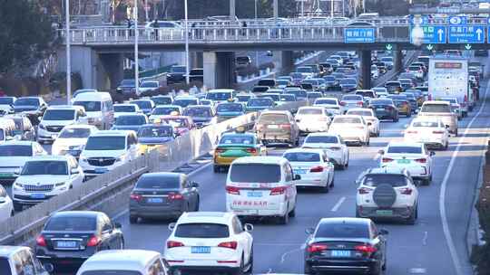 北京道路车辆拥堵景象