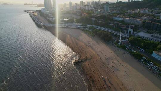 厦门航拍厦大白城沙滩景观